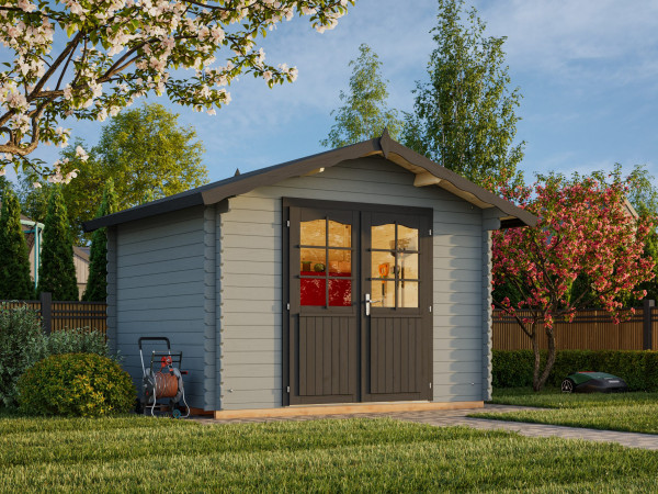 Gartenhaus Vivian 6,9 m² 28 mm hellgrau/anthrazit
