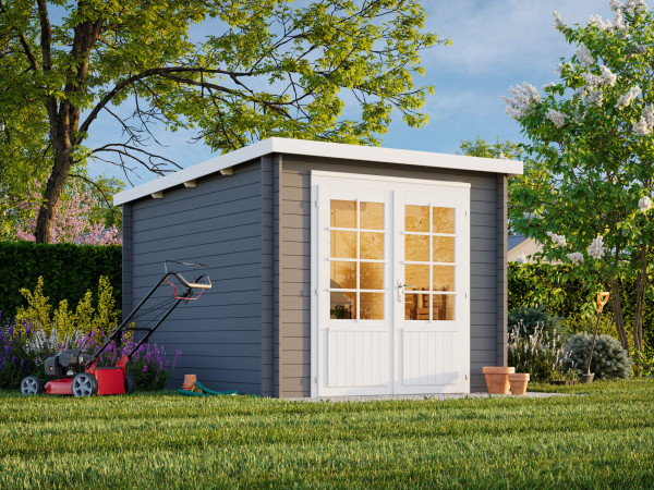 Gartenhaus Ella 6,9 m² 28 mm dunkelgrau/weiß