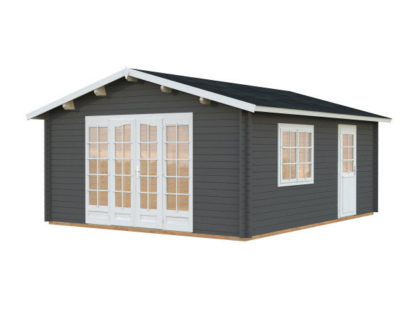 Gartenhaus Irene 23,9 m² 44 mm dunkelgrau/weiß