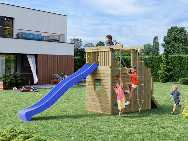 Spielturm Ramphouse KDI inkl. Rutsche blau