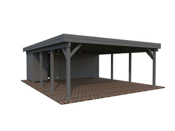 Carport Karl 40,6 m² mit Geräteraum dunkelgrau