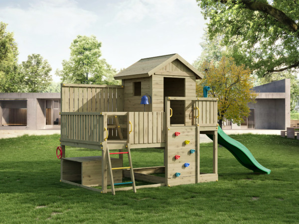 Stelzenhaus Sweet House kesseldruckimprägniert inkl. Rutsche grün