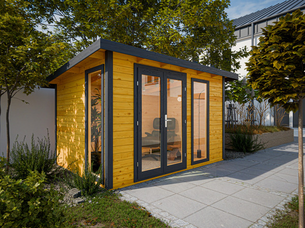 Gartenhaus Homeoffice Karvo 2 28 mm Eiche/Anthrazit