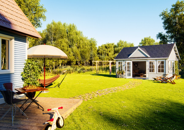 Gartenhaus Claudia 19,4 m² 44 mm dunkelgrau/anthrazit
