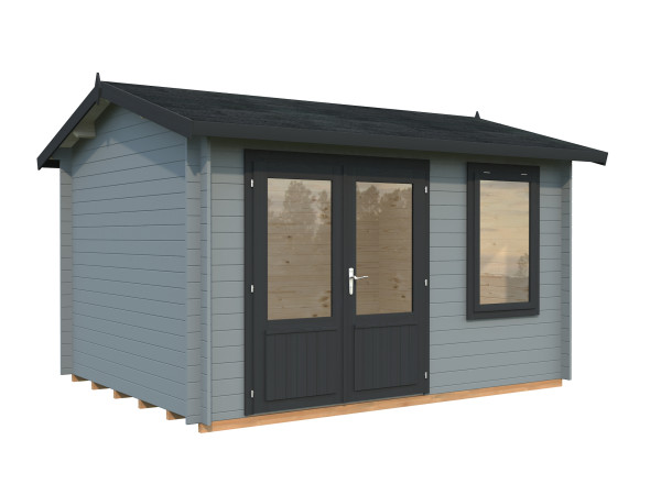 Gartenhaus Iris 9,6 m² 28 mm hellgrau/anthrazit
