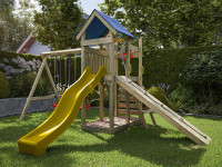 Spielturm Hefty KDI inkl. Doppelschaukel inkl. Rutsche gelb + Sitze rot Spielturm Hefty KDI inkl. Doppelschaukel inkl. Rutsche gelb + Sitze rot