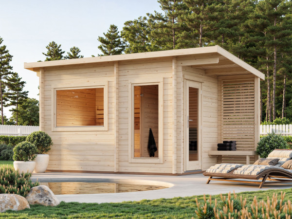 Saunahaus Blockbohlenhaus Sanna 6,8 m² 44 mm naturbelassen