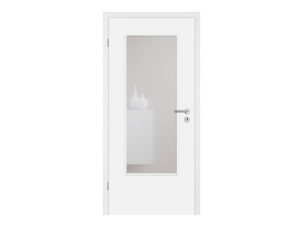 Zimmertür Alba CPL mit Lichtausschnitt Weiß RAL 9003, Rundkante