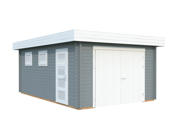 Garage Rasmus 19,0 m² mit Holztor 44 mm hellgrau