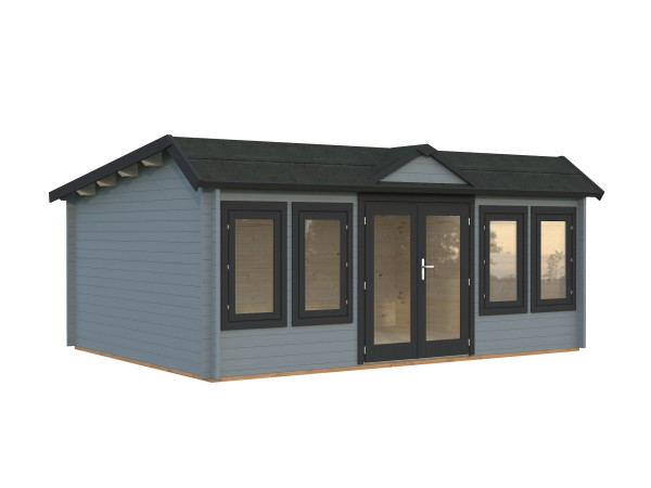Gartenhaus Claudia Pent 19,4 m² 44 mm hellgrau/anthrazit