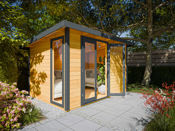 Gartenhaus Homeoffice Karvo 1 28 mm Eiche/Anthrazit