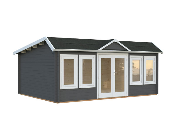 Gartenhaus Claudia Pent 19,4 m² 44 mm dunkelgrau/weiß