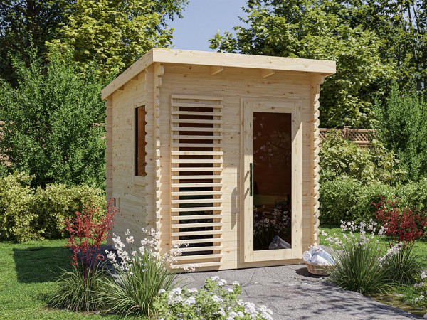 Gartensauna Layla 40 mm mit Graphit Glastür und zwei Fenstern