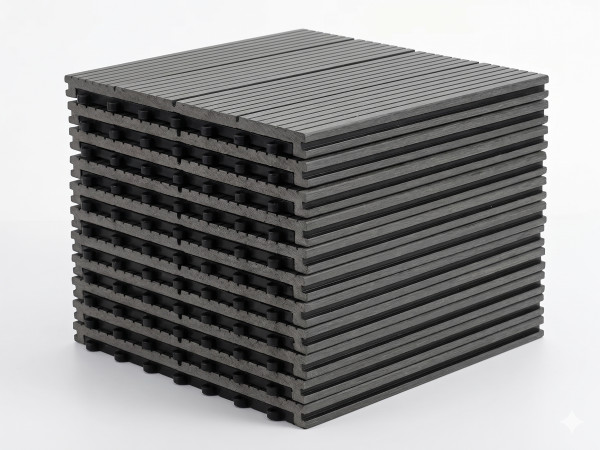 WPC-Terrassenfliese Basic dunkelgrau - anthrazit