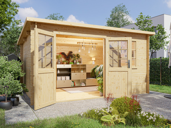 Gartenhaus Blockbohlenhaus CA2981 28 mm naturbelassen