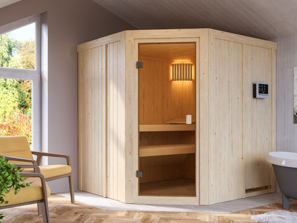 Sauna Systemsauna Bodo, inkl. 9 kW Ofen mit externer Steuerung