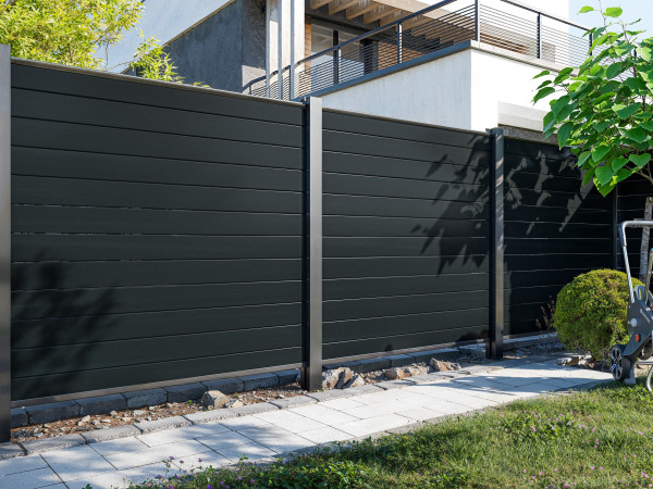 PVC Sichtschutzzaun Anthrazit 180x180 cm - Steckzaun