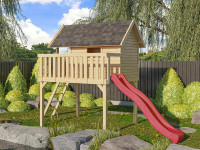 Vorschau: Stelzenhaus SET Fidel naturbelassen inkl. Rutsche rot Vorschau: Stelzenhaus SET Fidel naturbelassen inkl. Rutsche rot
