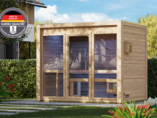 Saunahaus Hycore 3 naturbelassen inkl. 9 kW Bio-Kombiofen ext. Steuerung