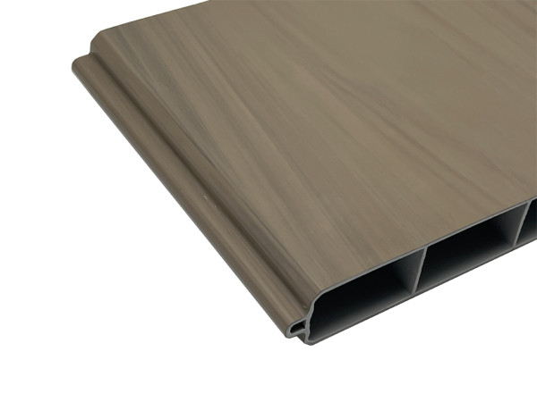 Gartenzaun Sichtschutzzaun PVC Stecksystem Walnuss Holzstruktur Oberfläche