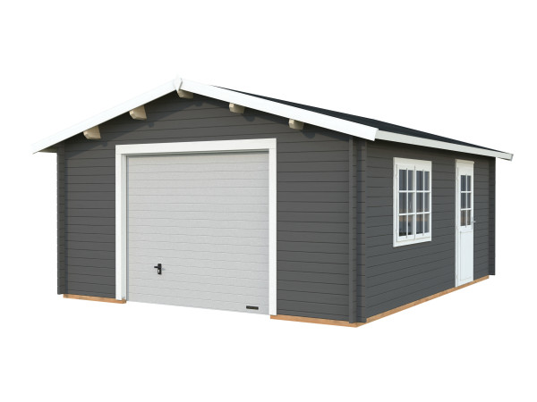 Garage Roger 23,9 m² mit Sektionaltor 44 mm dunkelgrau