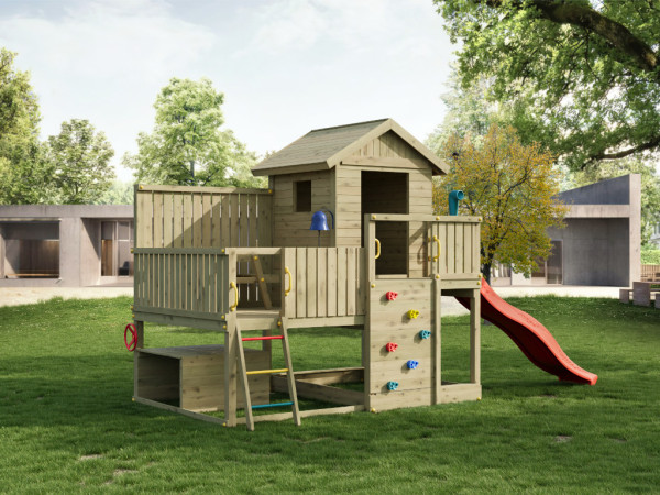 Stelzenhaus Sweet House kesseldruckimprägniert inkl. Rutsche rot