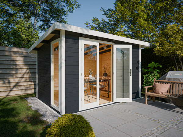 Gartenhaus Homeoffice Karvo 1 28 mm Anthrazit/Weiß