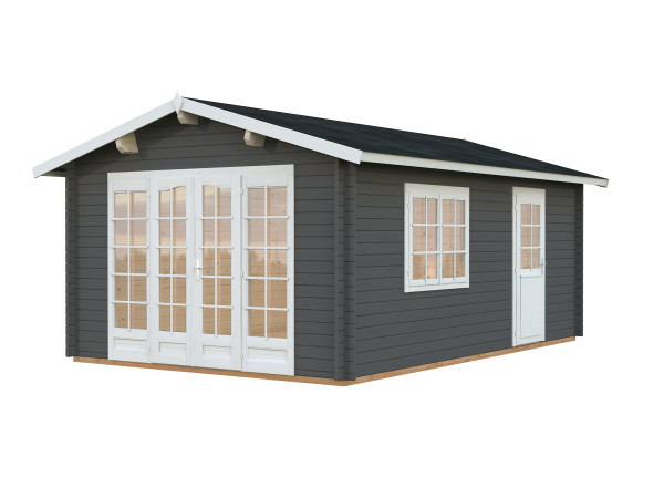 Gartenhaus Irene 19,0 m² 44 mm dunkelgrau/weiß