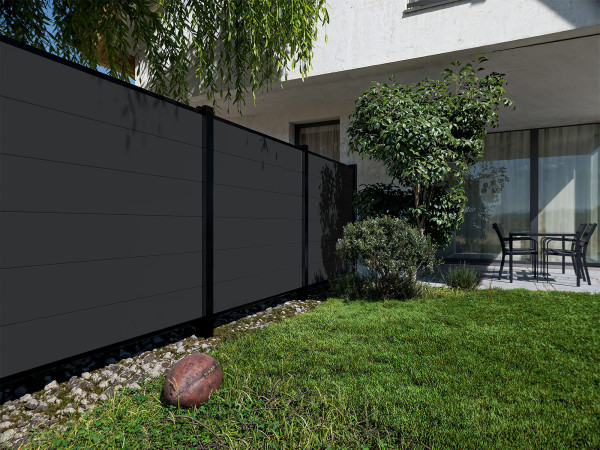 PVC Sichtschutzzaun Anthrazit 180x180 cm - Steckzaun