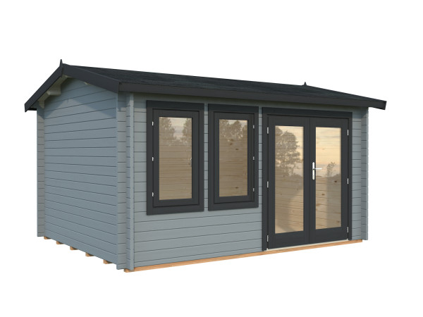 Gartenhaus Iris 11,1 m² 44 mm hellgrau/anthrazit
