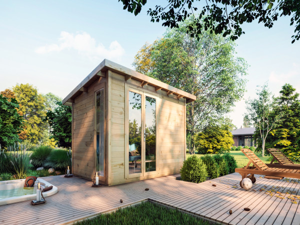 Gartenhaus Homeoffice Karvo 1 28 mm naturbelassen