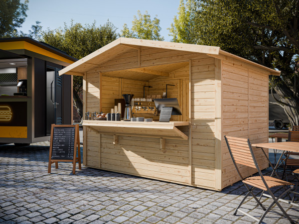 Marktstand - Verkaufsstand Nevio 16 naturbelassen inkl. Boden