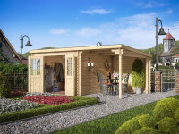 Gartenhaus Blockbohlenhaus CA2976 28 mm naturbelassen mit 2 m Anbau Gartenhaus Blockbohlenhaus CA2976 28 mm naturbelassen mit 2 m Anbau