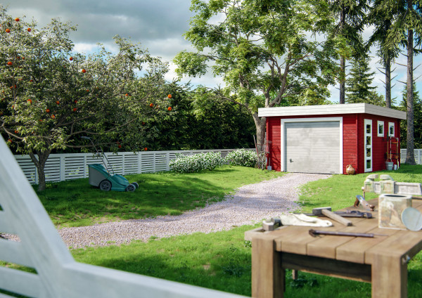 Garage Rasmus 19,0 m² mit Sektionaltor 44 mm dunkelgrau