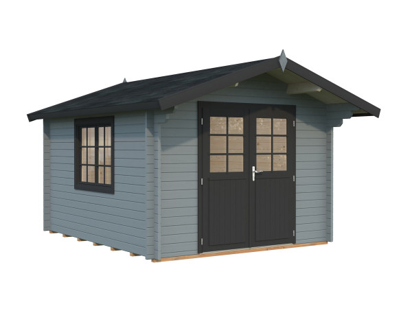 Gartenhaus Sally 10,2 m² 44 mm hellgrau/anthrazit