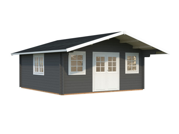 Gartenhaus Helena 24,6 m² 70 mm dunkelgrau/weiß