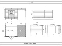 Vorschau: Gartenhaus Blockbohlenhaus CA2976 28 mm naturbelassen mit 2 m Anbau Vorschau: Gartenhaus Blockbohlenhaus CA2976 28 mm naturbelassen mit 2 m Anbau