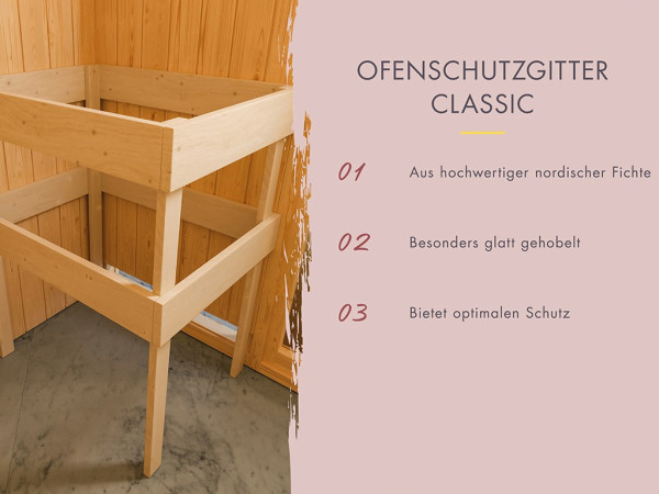 Gartensauna Lenchen 3 natur SPARSET mit 9 kW Ofen und ext. Steuerung